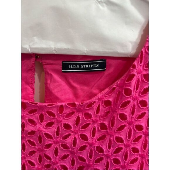 MDS Stripes Pink Eyelet Peasant Dress size 10 - Picture 4 of 7